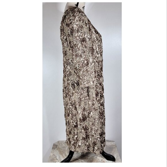 Alex Evenings Embellished Cocktail Dress, Taupe/Metallic, Womens Size 14W - Picture 5 of 8